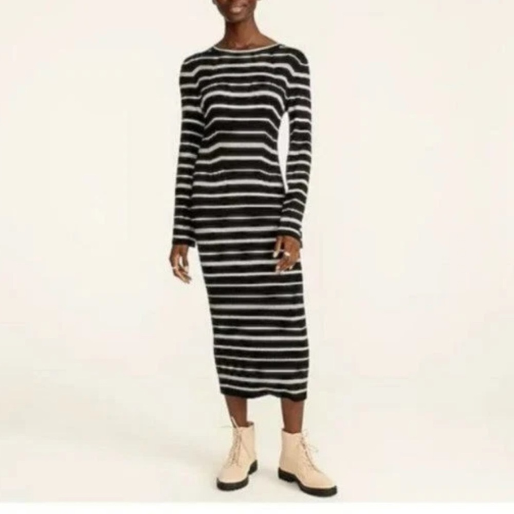 J. Crew Striped Ribbed Knit Sweater Maxi Dress